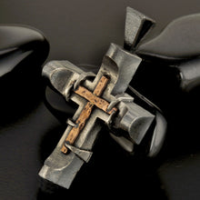 Silver Cross Pendant, Mens Cross Sterling Silver Handmade Pendant, Silver and copper Handmade Cross Pendant, Cross Jewelry, P-142