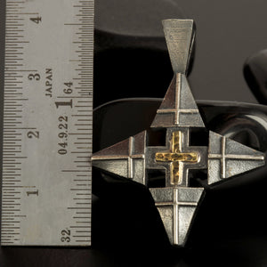 Cross Pendant, Mens Cross Sterling Silver and 14K Gold Pendant,Handmade Pendant, P-117-S