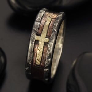 Mens Cross Silver ring, RS-1163